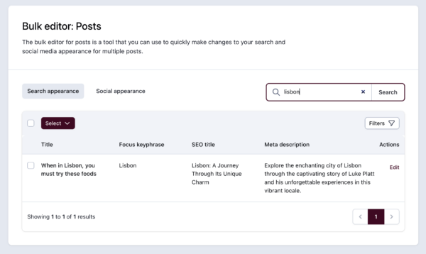 Yoast SEO 批量编辑器新功能:筛选、焦点关键词与AI草稿
